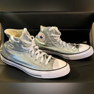 Converse Chuck Taylor All Star High metallic sneaker on white background.